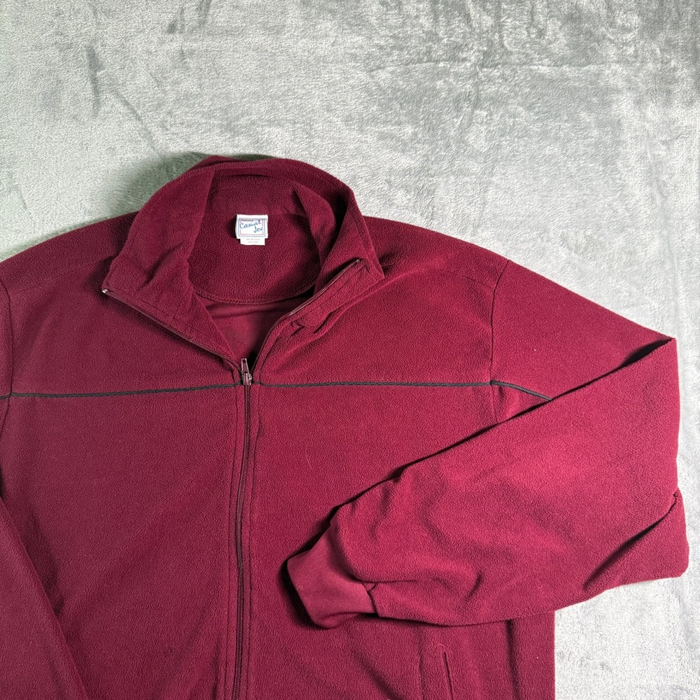 VTG Haband Casual Joe Fleece Jacket Full Zip Burgundy Pullover Outdoor Mens XL